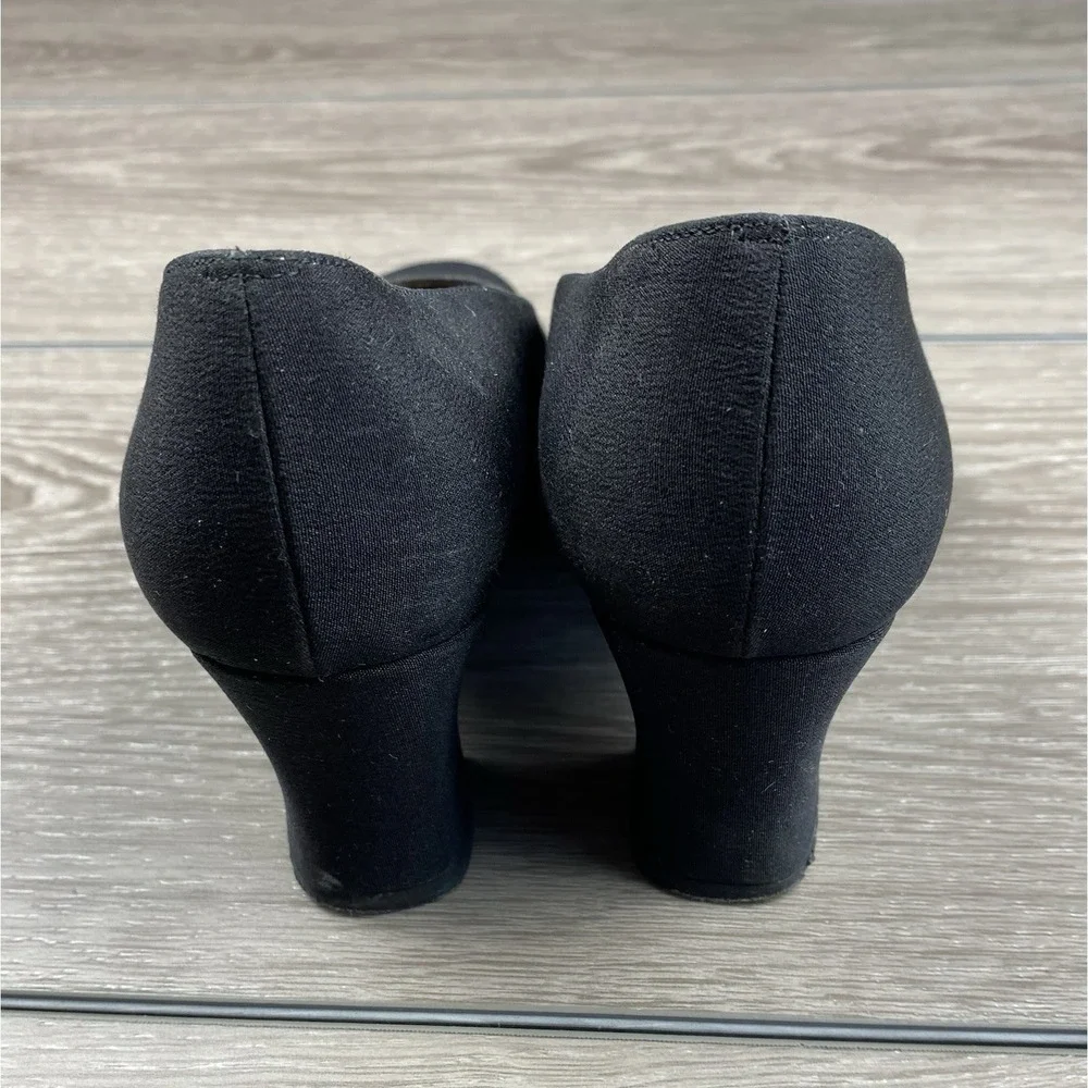 Stuart Weitzman Women's Mid Block Square Toe Pumps Black Size 6‎ B